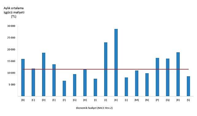 Tüik: Aylık ortalama işgücü maliyeti 11 602 TL oldu