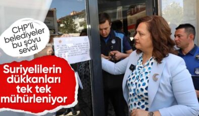 CHP’li Afyonkarahisar Belediyesi, çalışma ruhsatı bulunmayan Suriyelilerin dükkanını mühürledi