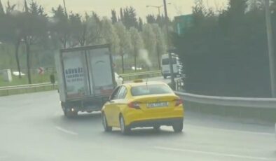 İstanbul’da yol vermeyen sürücüyü takip eden taksici tehlike saçtı