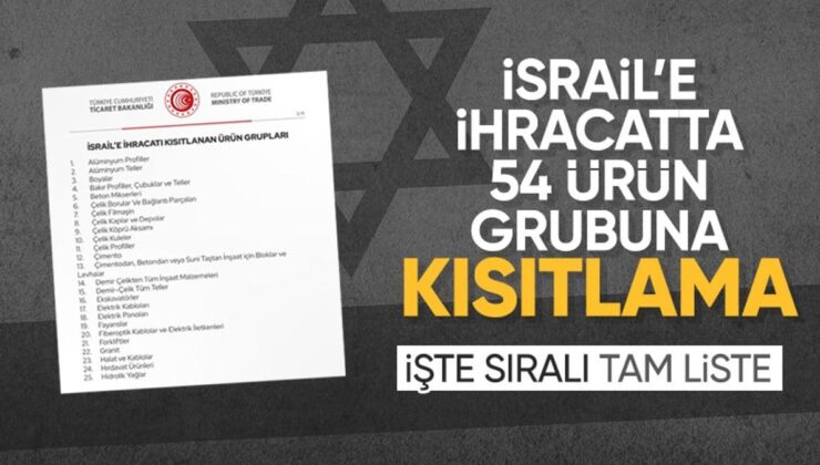 Ticaret Bakanlığı açıkladı: İsrail’e ihracat kısıtlaması