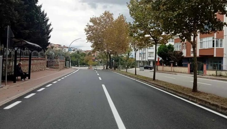 Derince Ertuğrul Gazi Caddesi’nde yol çizgileri çizildi