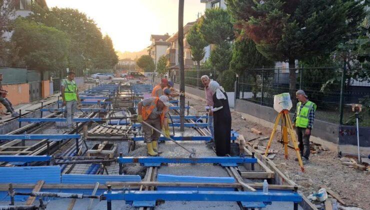 Kocaeli Alikahya Tramvayı’nda ray betonları dökülüyor