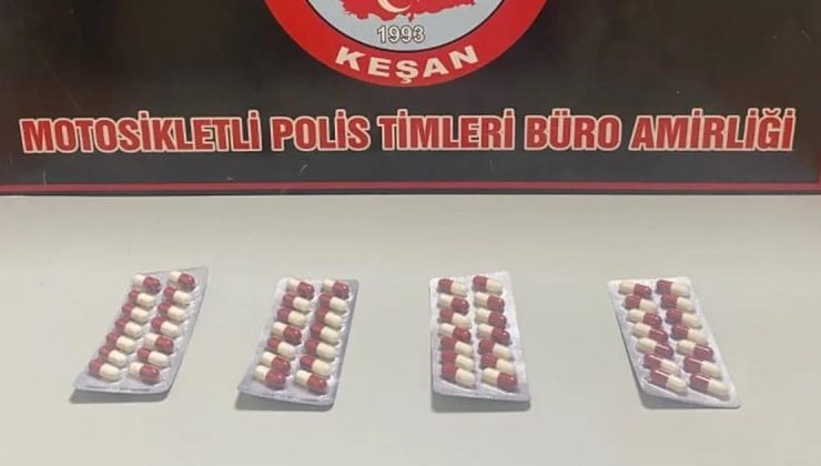 Keşan’da 56 adet sentetik ecza ele geçirildi